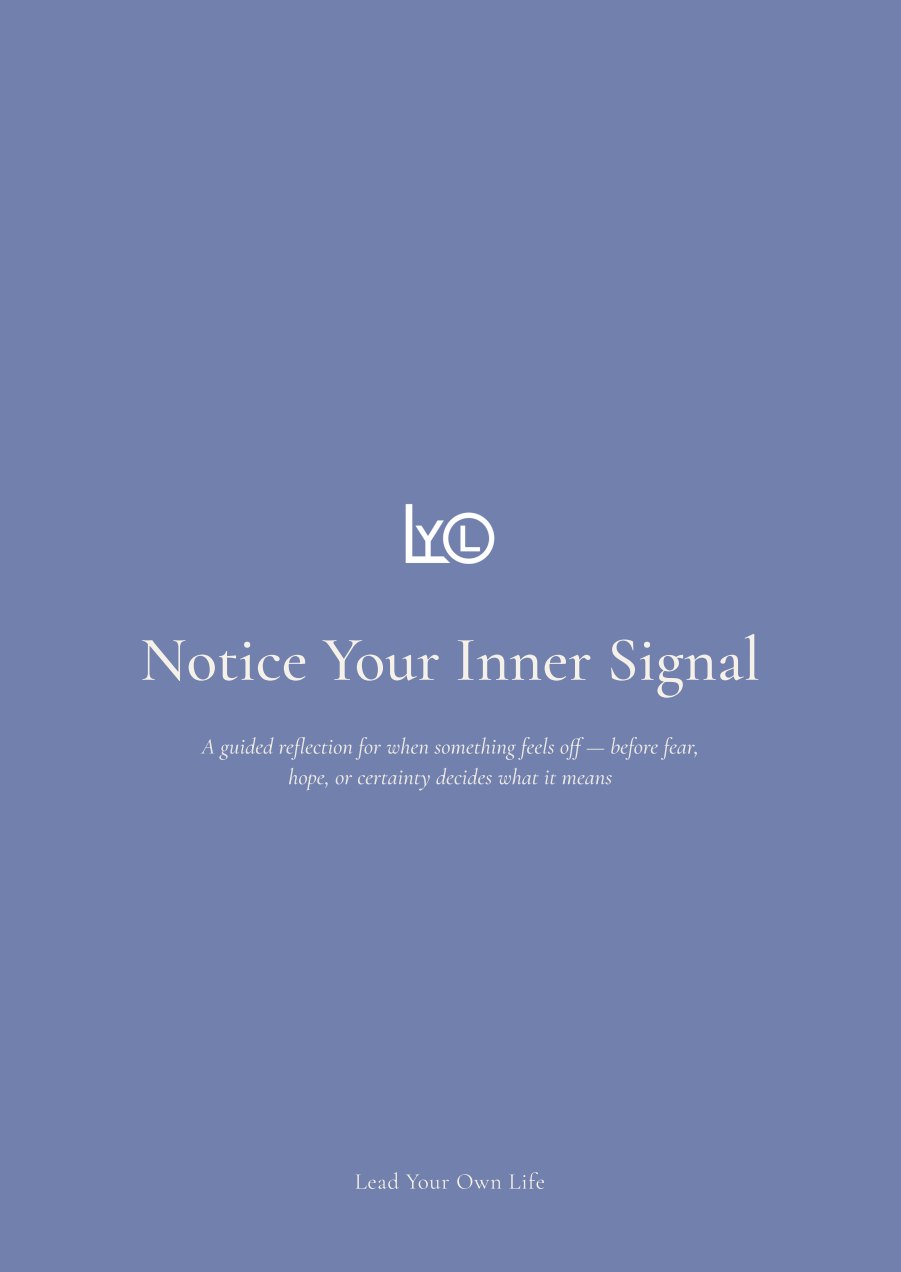 Cover of Notice Your Inner Signal, a free printable guide from Lead Your Own Life